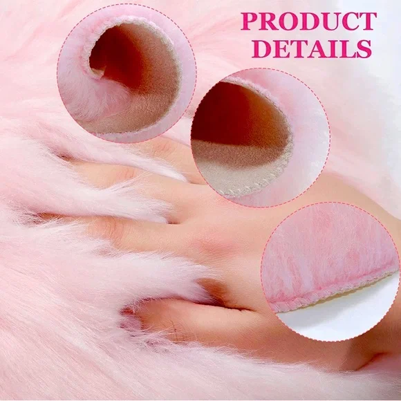 NEW Pink & White Faux Fur Heart-Shaped Rugs - Picture 3 of 3